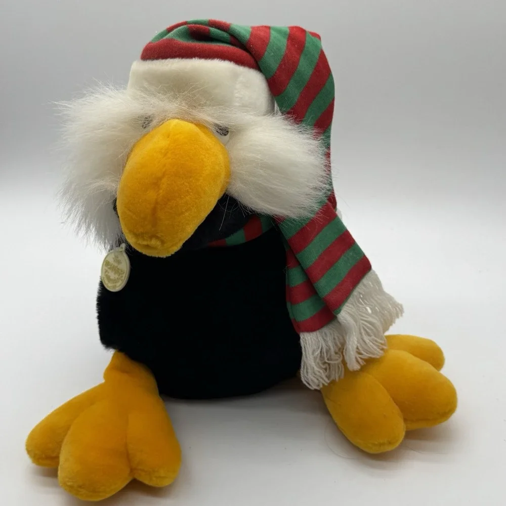 Vintage 1989 Ganz Bros Zak Eagle Bird Soft Stuffed Plush Fluffy Animal Xmas Hat